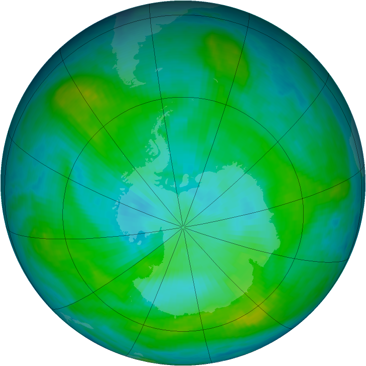 Antarctic ozone map for 05 February 1981